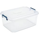 Plastic Storage Bins with Lids, Clear Stackable Storage Containers - 21 Qt