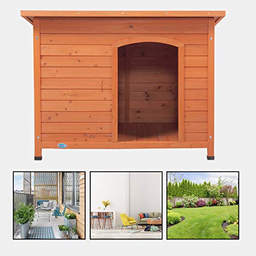 COZIWOW Large Outdoor Deluxe SlantRoofed Wood Dog Pet House Shelter