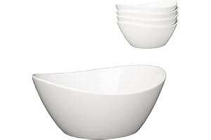 42oz Porcelain Bowls Set of 4, 8 Inch Serving Dishes, Large Oval Cereal Bowl, Ceramic Dessert Bowls for Salad Cereal Snack So