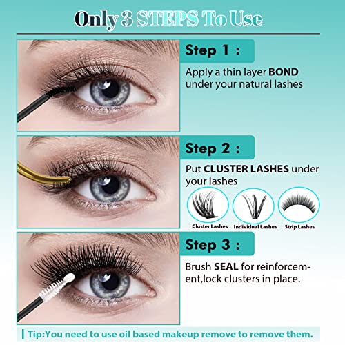 Lash Glue,Eyelash Glue,Waterproof Lash Bond and Seal,Lashes Clusters Glues for DIY Eyelash Extensions,Lash Glue for Eyelash Clusters 2-in-1 Bond and Seal Strong Hold 72H,Latex-Free(10ml)