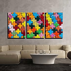 3 Piece Canvas Wall Art - Background Texture of Colorful Stone Wall - Modern Home Art Stretched and Framed Ready to Hang - 16"x24"x3 Panels