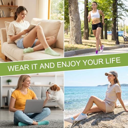 BambooHop Ankle Socks Women, 5 Pairs Bamboo Low Cut Ladies Trainer Socks, Breathable Seamless Short Summer Thin Socks