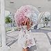Tdogs Clear Bubble Umbrella Dome with 100 Pcs Romantic Flowers,Cherry Blossoms Transparent Rain Umbrellas for Kids Girls Weddings, Transparent/pink