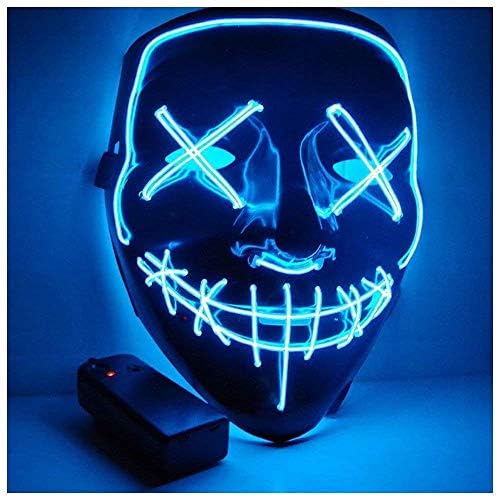 Foneso Halloween LED Masks, Terrible Costume for Halloween Cosplay Carnival Parties Powered Battery Blue (Not Included) (blue)