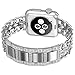 Apple Watch Band, Aokay 38mm Stainless Steel Metal Cowboy Chain Band for Apple Watch Series 3 Series 2 Series 1 Sport and Edition(38mm Silver Band with White Crystal Diamond)