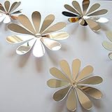 ROPALIA 3D DIY 12pcs Flowers Sticker Decor Mirror Wall Stickers Home Decoration