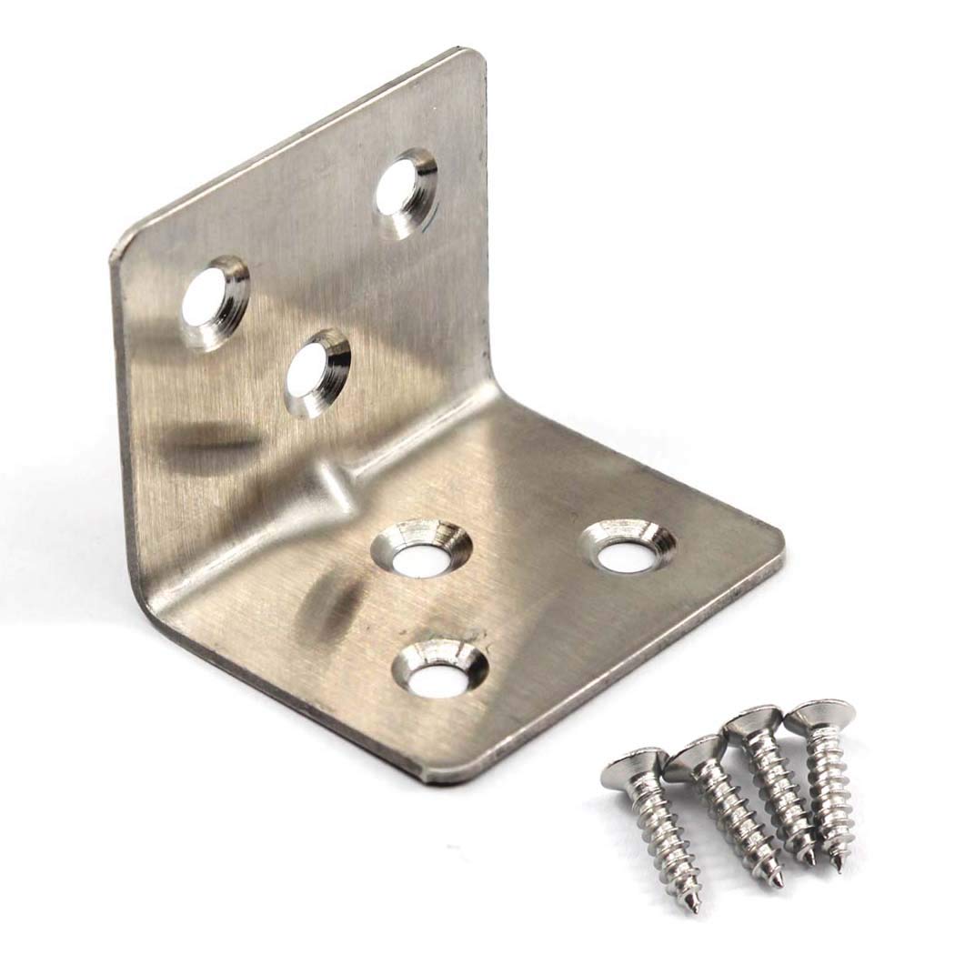 (20 Pieces) Angle Connector Corner Brackets Stainless Steel L Shape Brace Brackets for Wood Shelving 38x30x30mm — image 1