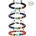 BESKIT Men Women 8mm Lava Rock 7 Chakras Essential Oil Diffuser Beads Bracelet Braided Rope Healing Gemstone Beads Yoga Bracelet Bangle (4 Pcs Bracelet Set)