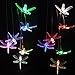 LED Solar Dragonfly Wind Chimes Light Changing Colors Outdoor - Waterproof Solar Powered Dragonflies Mobile Romantic Wind-Bell Gifts for Home, Party, Xmas Decor, Night Garden Decoration, Gifts for Mom