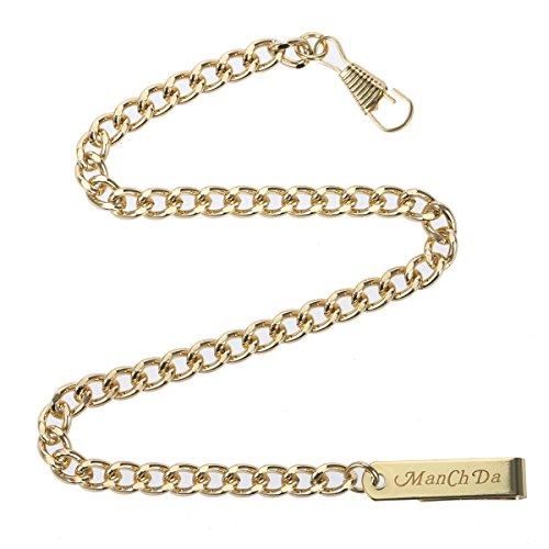 ManChDa Antique Stainless Steel Chain for Pocket Watch Gold-Plated 14Inch - Thumbnail 3