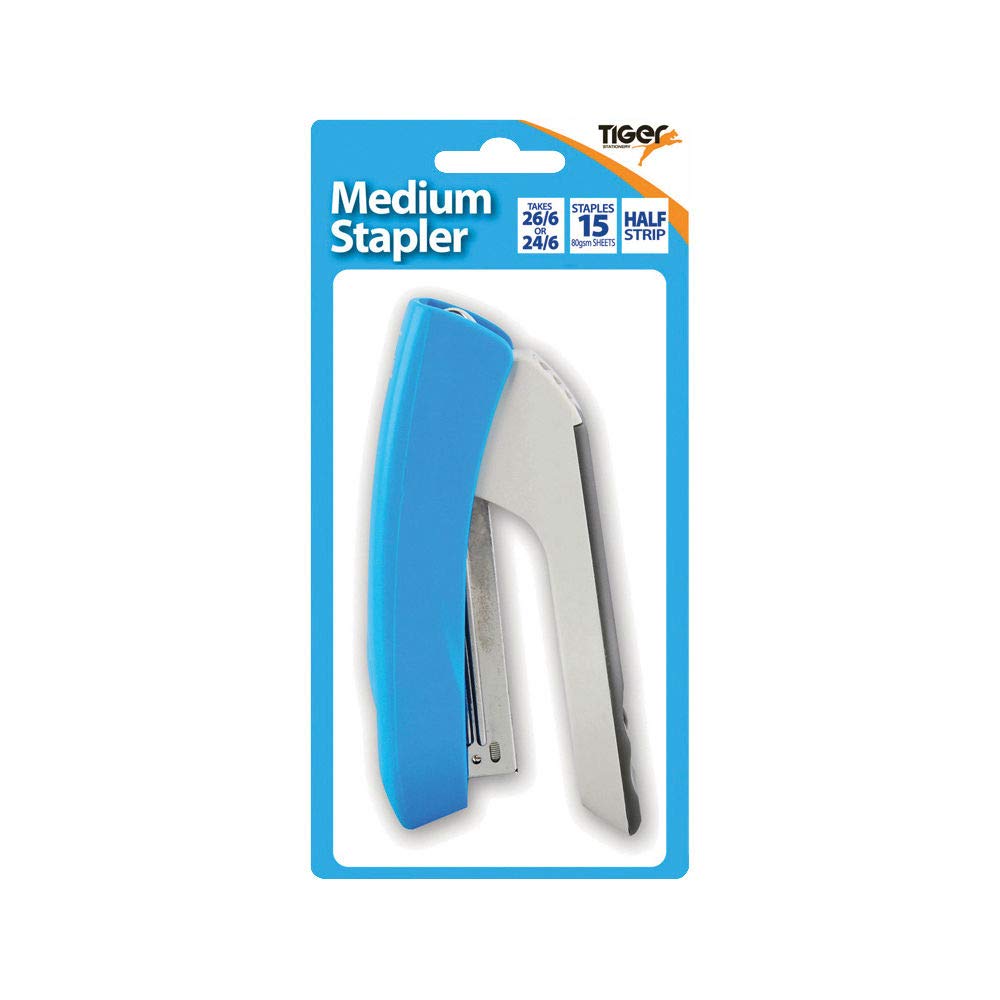 Tiger Plastic Medium Half Strip Stapler, 26/6 Stapler, Pack of 6