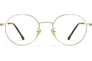 Cyxus Round Blue Light Glasses for Men Women Wire Frame UV Blocking Computer Metal Ultralight Eyewear 8090