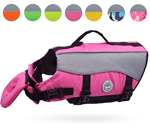 Vivaglory Dog Life Jackets with Extra Padding for Dogs, Medium - Pink