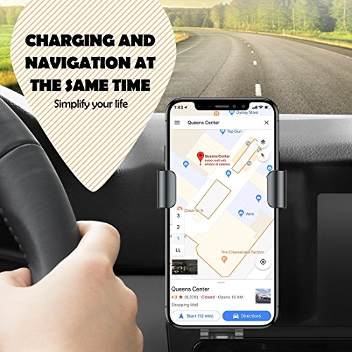 Humixx Fast Wireless Car Charger, Air Vent Phone Holder 2 in 1 Auto Lock Gravity Car Mount Qi Wireless Charging Holder for Samsung S9/S9+/S8/S8+ iPhone X