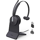 Yealink BH70 with Stand Wireless Bluetooth Headset with Microphone for Work, up to 35h Talking Battery Life, 3 Noise Cancellation Mics, Teams Certified, ≤90min Fast Charging, NO Power Adapter Needed