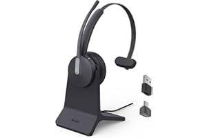 Yealink BH70 with Stand Wireless Bluetooth Headset with Microphone for Work, up to 35h Talking Battery Life, 3 Noise Cancella