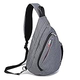 Outdoor Sports Casual Canvas Chest Pack Anyhow Unbalance Sling Bag Backpack Multipurpose Daypack Crossbody Book Bag for Men & Women (Gray)