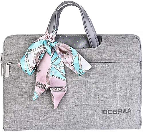 Dcbraa Laptop Bag 13.3 Inch Women Briefcase Bag Waterproof Laptop Case Tablet Bussiness Carrying Handbag Laptop Sleeve for Ladies and Men-Grey