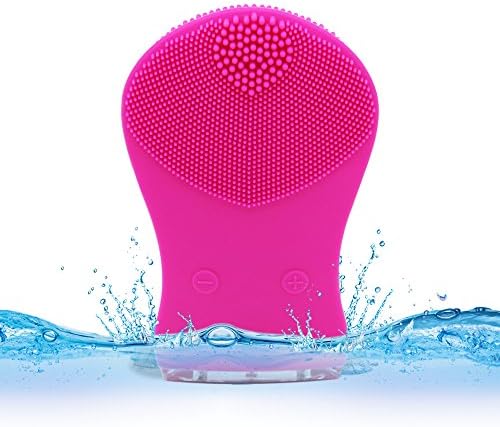 Electric Face brush,Silicon Facial Cleansing Brush,Cleanser and Massager - Waterproof,12 Adjustable Modes,USB Charging and Silicone Facial Cleansing System (Rose Red)