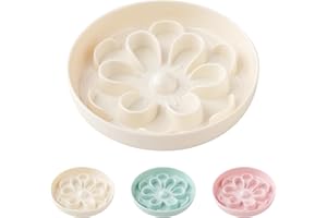 HCHLQLZ Melamine Slow Feeder Cat Bowl - Cute Blossom Maze Cat Dish - Fun Interactive Plate for Dry & Wet Food - Whisker Friendly - Dishwasher Safe - 6.3''W x 1.1''H