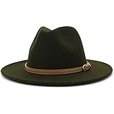 Lisianthus Women Classic Felt Fedora Wide Brim Hat with Belt Buckle