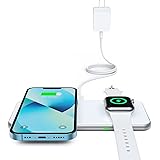 2 in 1 Wireless Charger, 15W Dual Wireless Charging Pad for iPhone 15/15 Pro/14/14 Pro/13/13 Pro/12/12 Pro/11/X, Samsung S23/