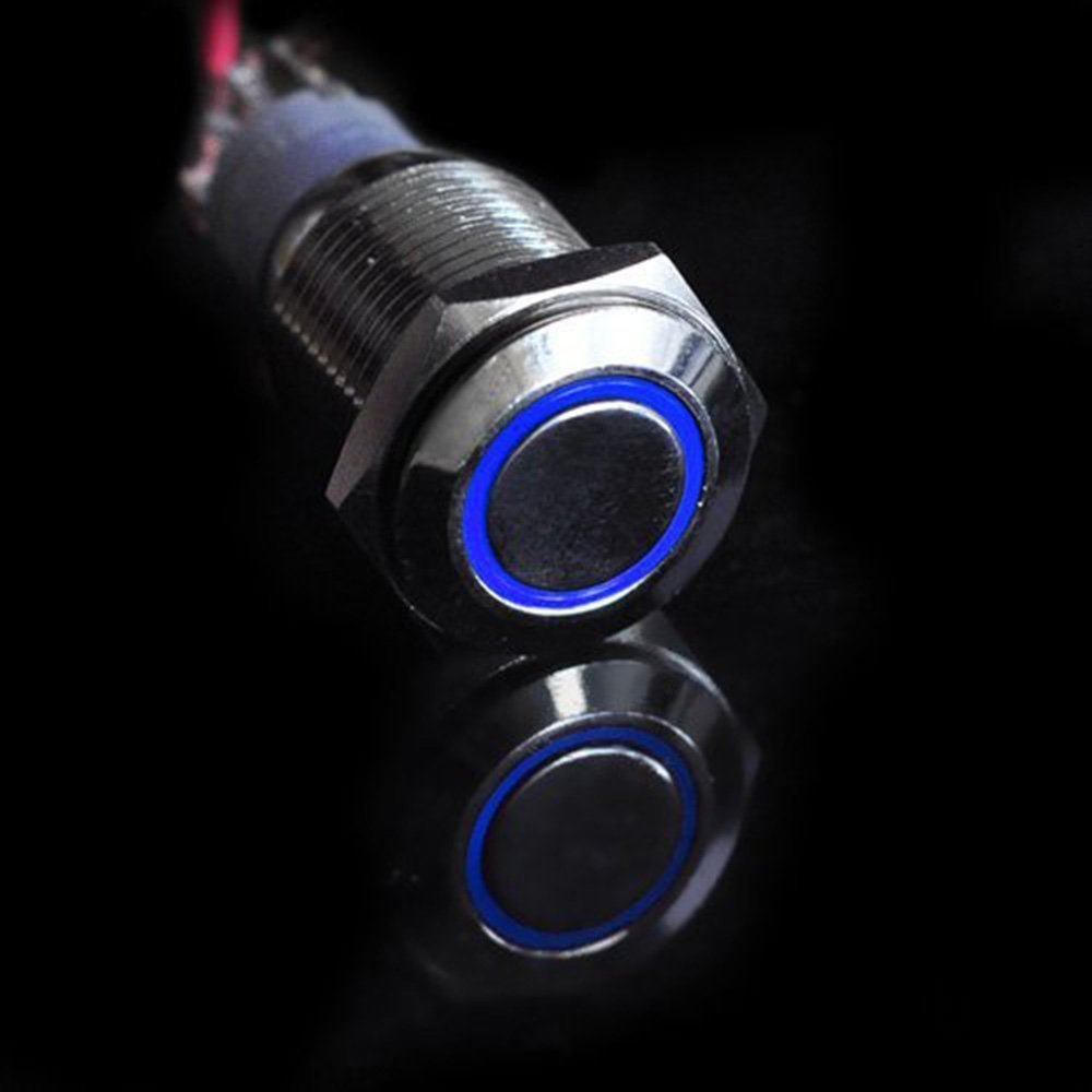 Hotsystem 3x16mm 12v Selbsthaltender Schalter Metall Led Beleuchtet Drucktaster Druckschalter Druckknopf Ein Ausschalter Fur Auto Kfz Blau Auto Motorrad Schalter