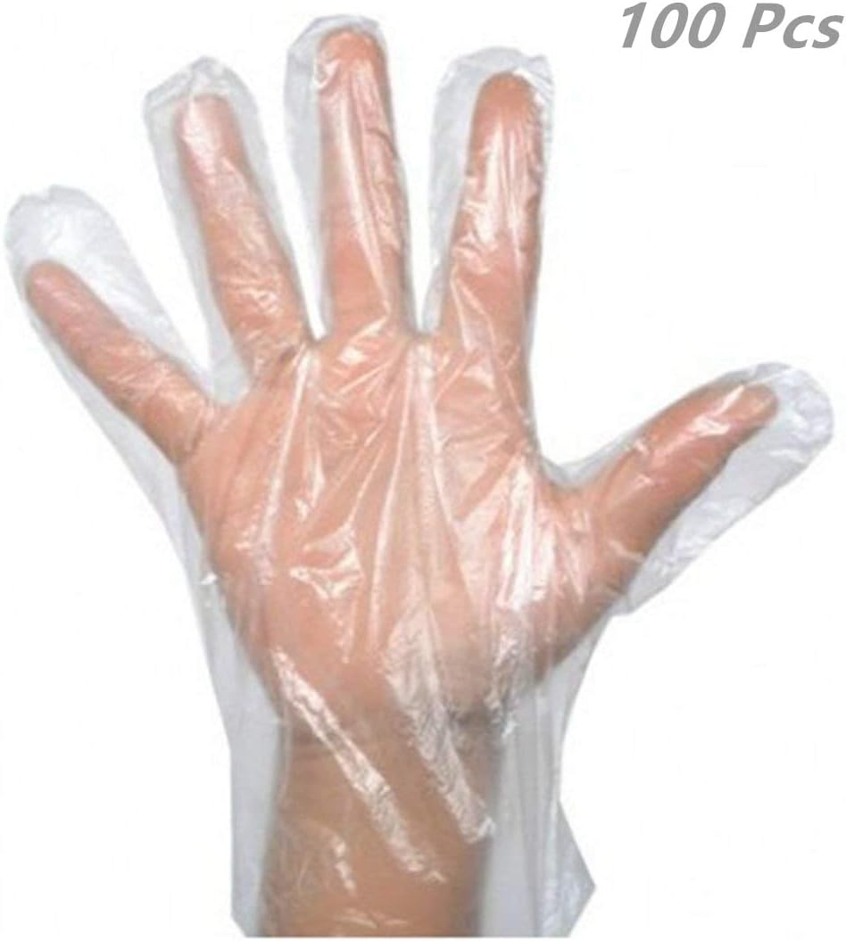 Gspirit Disposable Gloves - 100 Pcs Plastic Food Safe Disposable Gloves, Food Handling, Transparent, One Size Fits Most