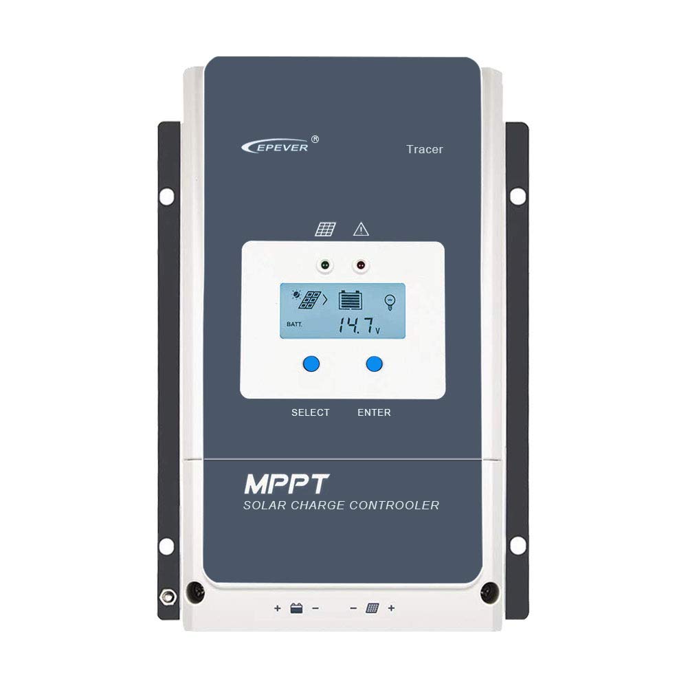 EPEVER 60A MPPT Solar Charge Controller 12V/24V/36V/48V with LCD Display, Open Circuit Voltage up to 150V for Sealed, GEL, Flooded and User - Tracer 6415AN