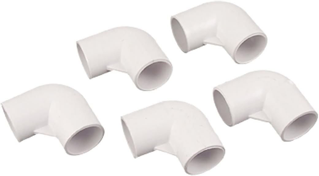 sourcingmap® 5 Pcs White 90 Degree PVC-U Pipe Connector Adapter