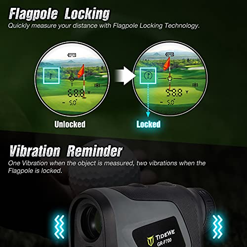 TIDEWE Golf Rangefinder with Slope,Golf Range Finder Holder,700Y Flag Pole Locking