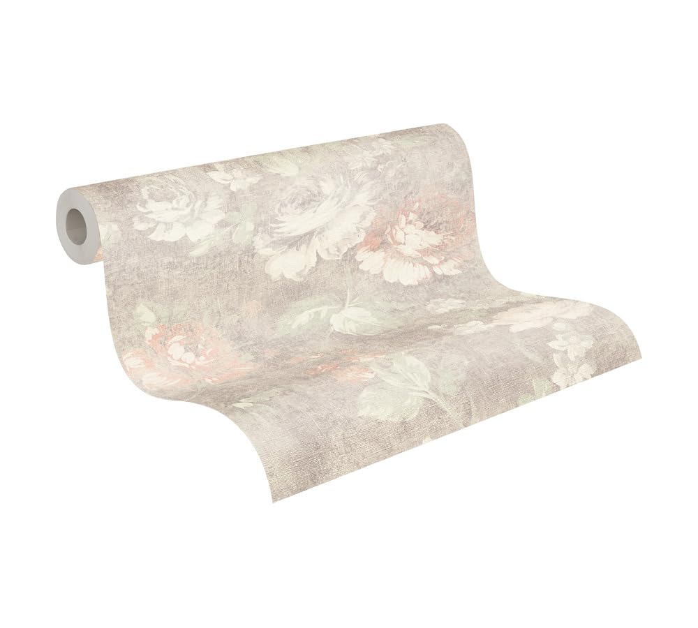 A.S. Création Non-Woven Wallpaper with Floral Design in Brown, Cream, red – 10,05 x 0,53 m Designer Wallpaper – 336042