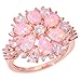 CiNily Opal Ring-14K Rose Gold Plated Pink Opal Cubic Zirconia CZ Ring Gemstone Ring for Women Size 5-12