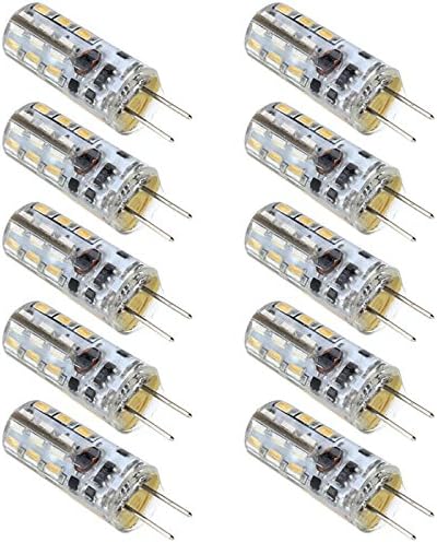 Swizze 10PC DC 12v Dimmable G4 24 Leds SMD 3014 Chip Silicon Lamp 3W 360 Degree Non-polar Warm White Light (Warm White)