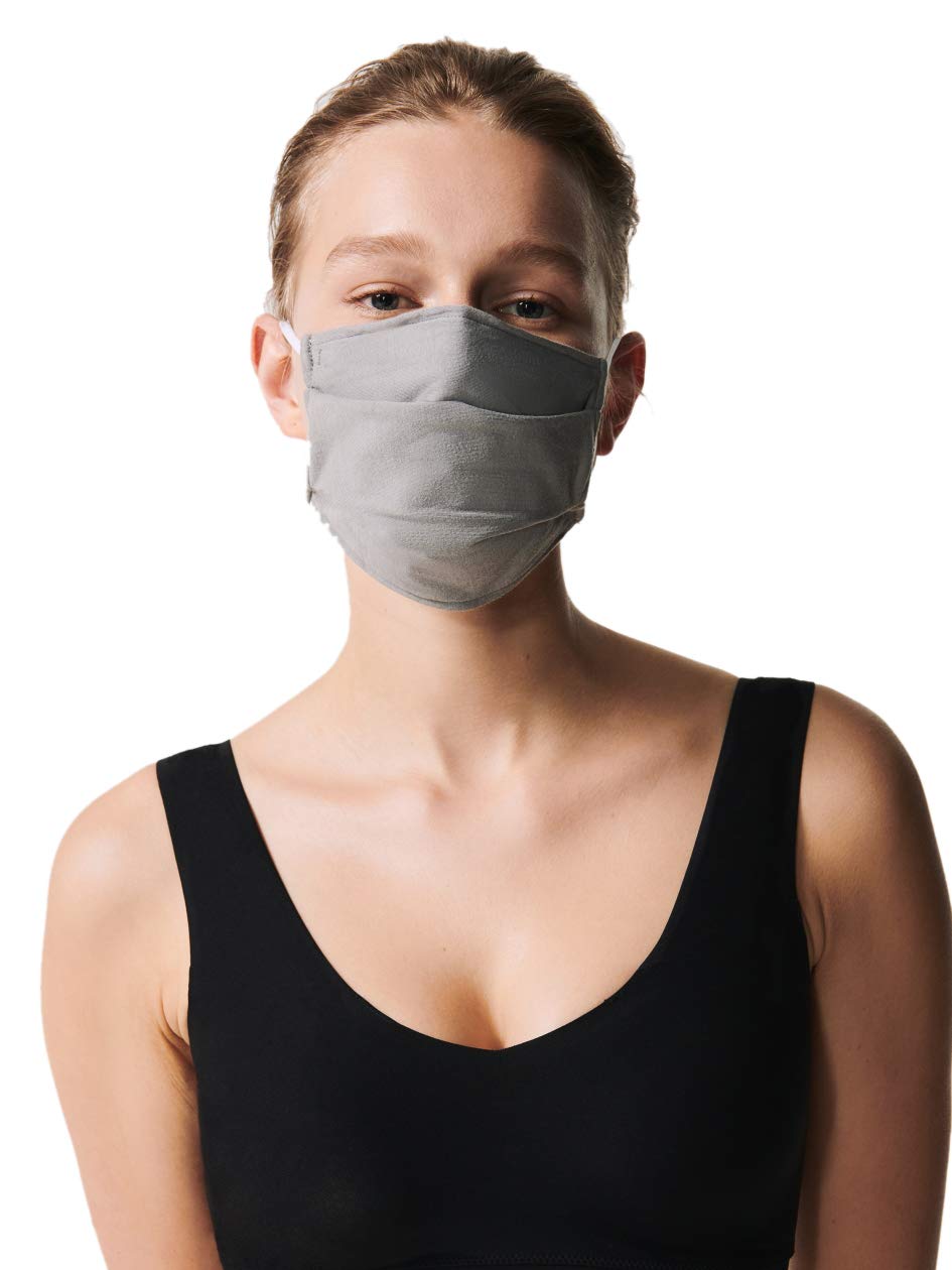 Chantelle - Face Mask - Adult Size - Guaranteed filtration, tested 50 washes - OEKO-TEX Standard 100 - Light grey. Set of 5