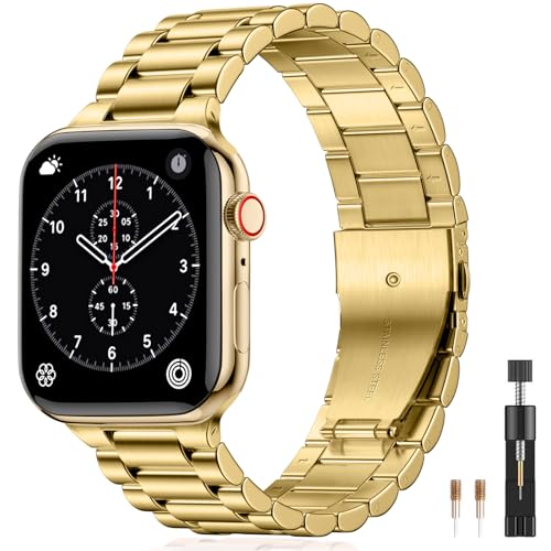 Netolo Metal Straps Compatible with Apple Watch Strap Series 11 10 46mm - Series 9 8 7 45mm, Stainless Steel Business Band for Apple Watch SE SE 2 - iWatch Strap Series 6 5 4 44mm, Series 3 2 1 42mm