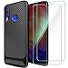 TUTUWEN Phone Case for Xiaomi Redmi Note 7, Carbon Fiber TPU Cover, Full Protective Slim Phone Shell Bumper Case [Anti-Fingerprint, Texture Design], Bonus with 2 Pcs Screen Protectors -Black