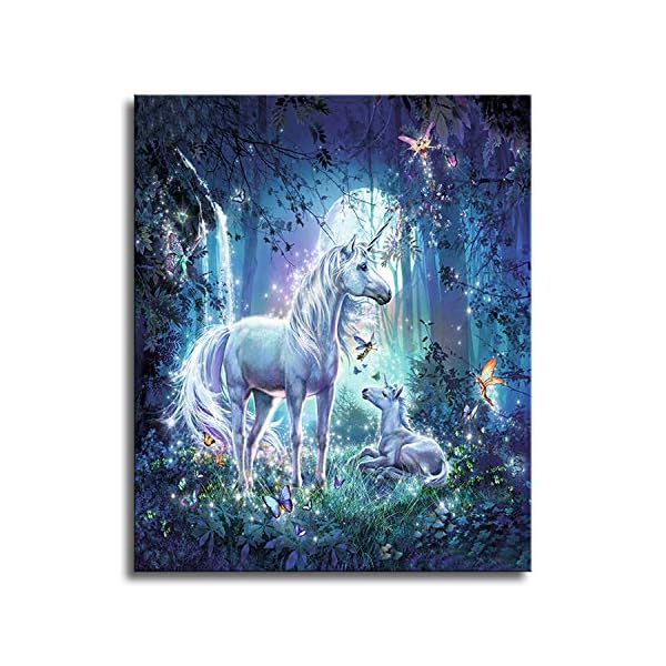 Malen nach Zahlen, DIY Ölgemälde für Erwachsene, Anfänger, Kinder, Feiertagsgeschenke, Einhorn, 16x20 Zoll (Ohne Rahmen)