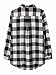 ZANZEA Womens Buffalo Plaid Flannel Shirt Button Down Long Sleeve Tops Collar with Pocket 01 Black 5XL