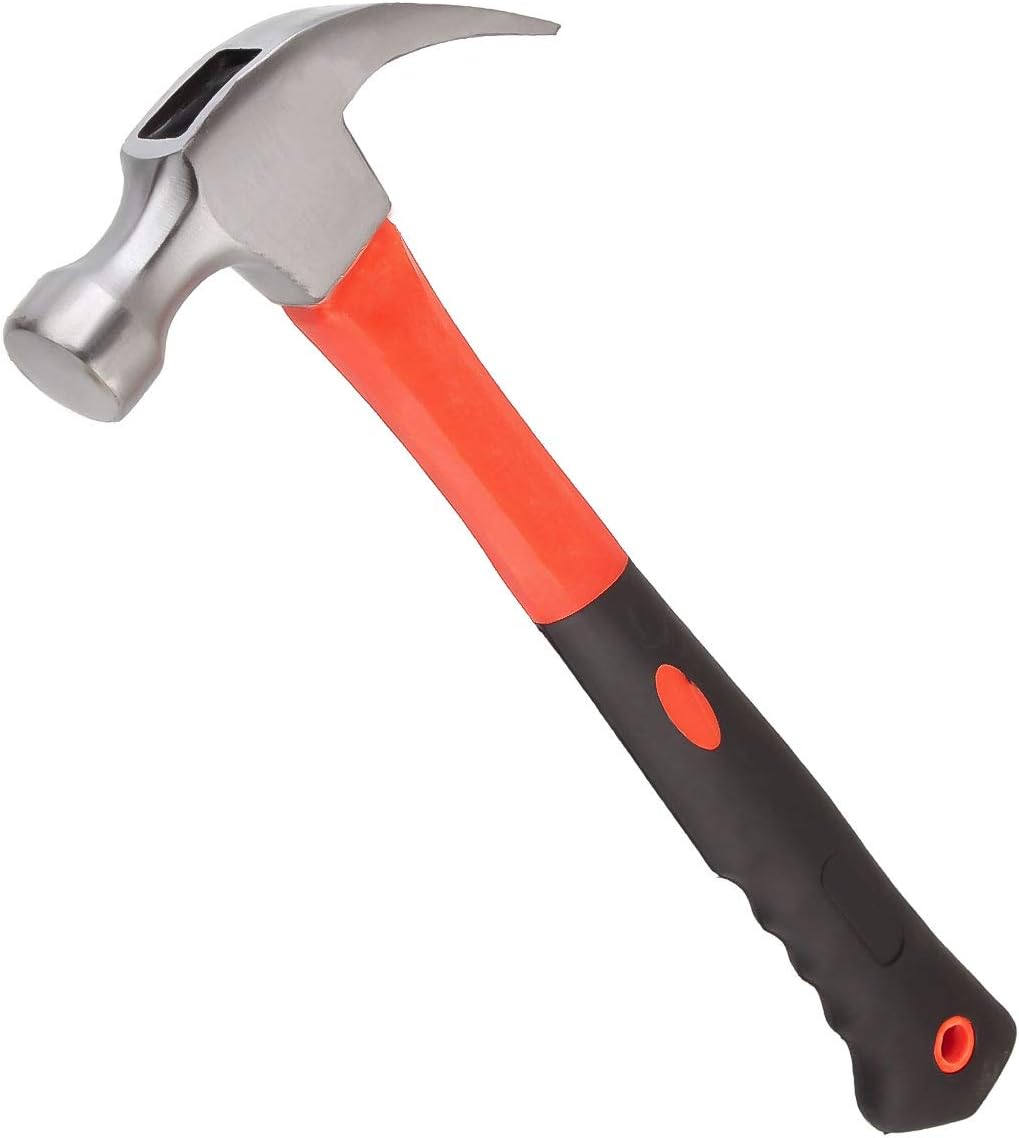 Abuff 16 OZ Claw Hammer, Solid Steel Straight Claw Hammers with Mirror Polished Bright Hammers Head & Long Non-slip Handle for Household Maintenance Tools