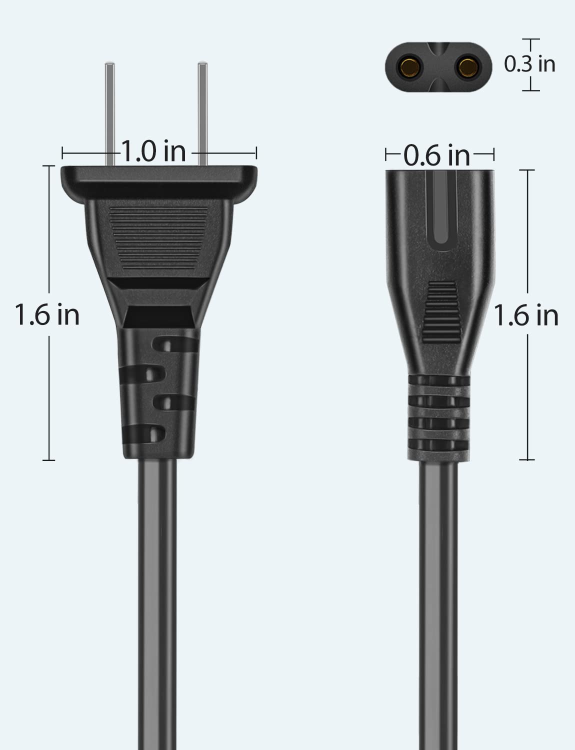 URWOOW AC Power Cord Compatible for XboxOne S, XboxOne X, XboxSeries X/S, Sony PS5 / PS4 / PS3 PlayStation 4 Slim, PSP, PSV Supply Cable Replacement 3 Feet (2pack)