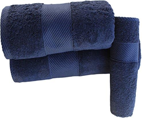 100% Turkish Cotton Towel Set (3 Pieces: Bath, Hand and Wash Cloth). From Our Factory in Turkey and Imported to USA. Soft, Luxurious, Durable, Stylish and Absorbent in Dark Blue.
