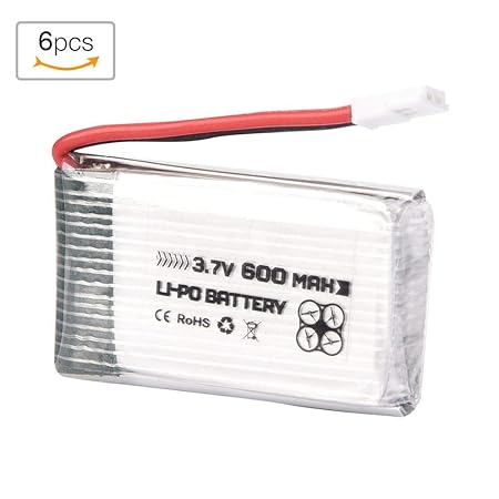 Dilwe RC-Modell-LiPo-Akku, ENGPOW 3,7 V 600 mAh wiederaufladbarer LiPo-Akku für X5C X5 X5SC RC Quadcopter( 6 Stück)