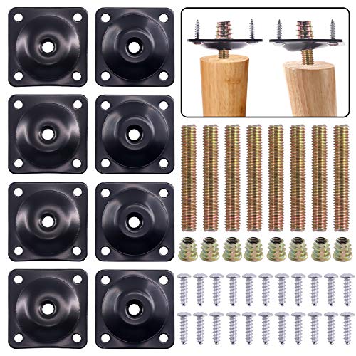 Swpeet 8 Sets Black 12 Degree + Flat Angled Leg Mounting Plates with