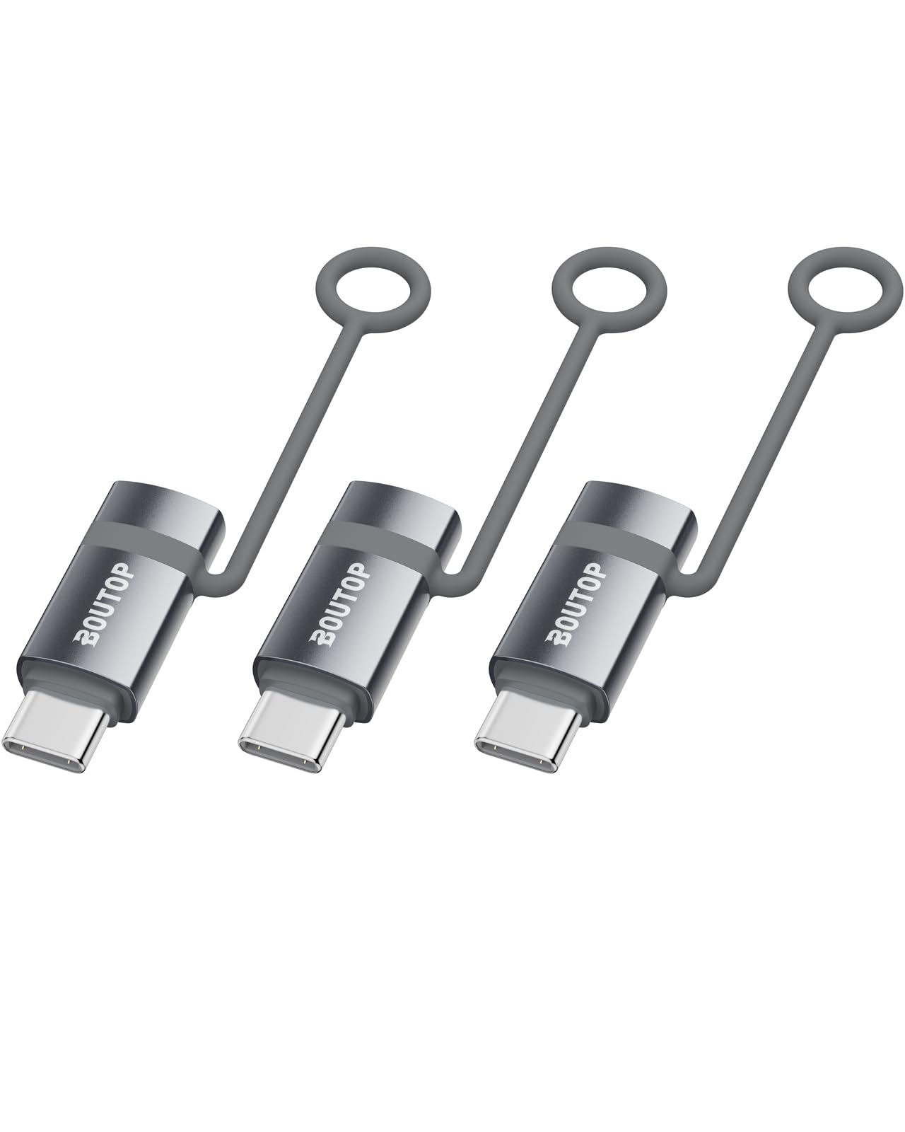 BOUTOP [Apple MFi Certified 60W Lightning to USB C Adapter for Fast Charging Compatible with iPhone 15 Pro/15 Pro Max/15/15 Plus, MacBook, iPad - [3 Pack, Grey]