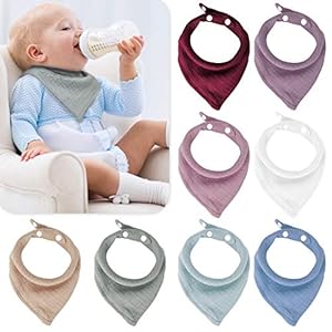Baby Bibs for Girls, Bandana Drool Bibs for Unisex, Soft Organic Muslin Infinity Scarf Bibs for 0-24 Months – 8 Pack
