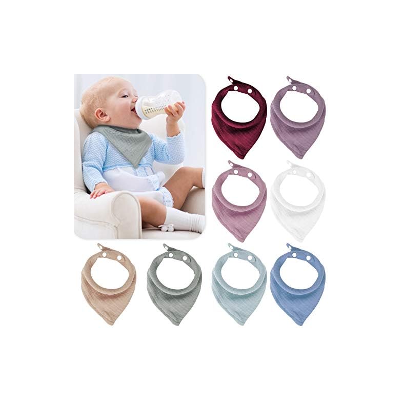 Baby Bibs for Girls, Bandana Drool Bibs for Unisex, Soft Organic Muslin Infinity Scarf Bibs for 0-24 Months – 8 Pack