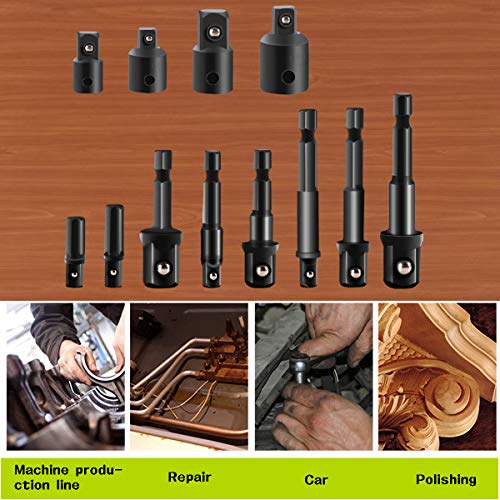 12pcs Impact Extension and Socket Adapter, Mgtgbao drill bit set 1/4-Inch Hex Shank Drill Extension | CR-V Steel