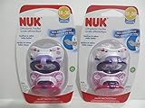 4 Nuk Orthodontic Silicone Pacifiers BPA Free 18-36 mo Girl Whales + Marrakesh (2 Packages that have 2 Pacifiers in Each Package) (Girls Pink)