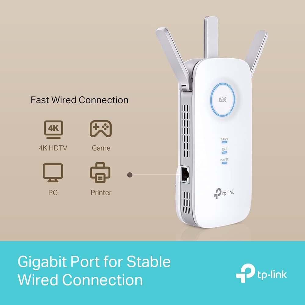 TP-Link RE550 AC1900 Gigabit Mesh WiFi Range Extender-Wi-Fi Booster-WiFi Repeater, 3 External Antennas, Intelligent Signal Light,WiFi Extender Booster, Power Schedule,LED Control,Easy Setup, UK Plug